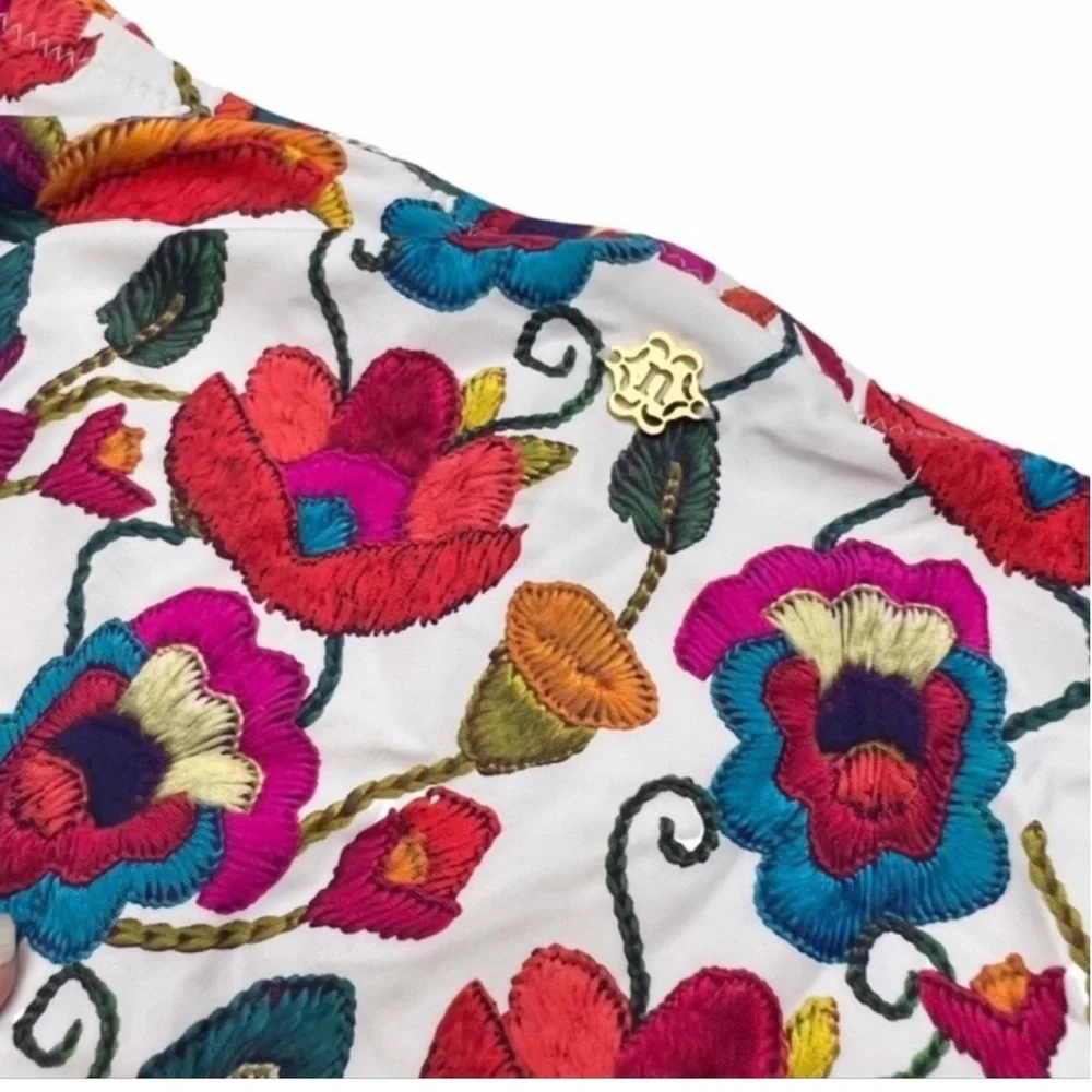 Nanette Lepore Swim Floral Bikini Bottom Antigua Siren Hipster Side Tabs Size S